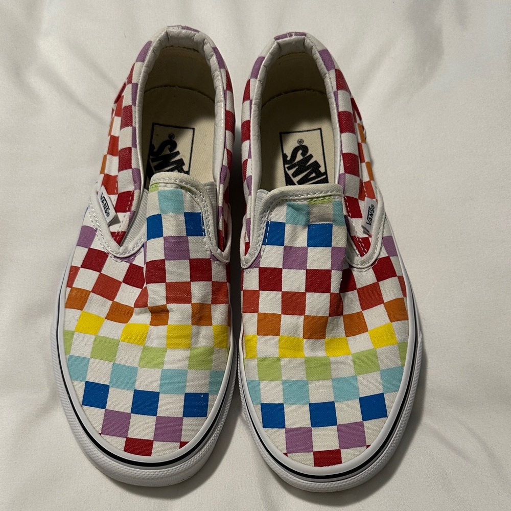 Vans Kids Rainbow Checkerboard Slip-On Sneakers